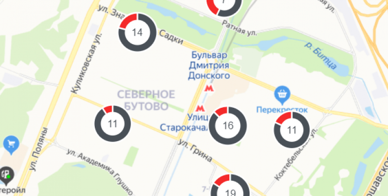 На 14 мая 2020 года в районе Северное Бутово 82 зараженных коронавирусом (covid-19)