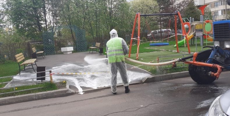 В районе Северное Бутово в седьмой раз прошла сплошная дезинфицирующая обработка