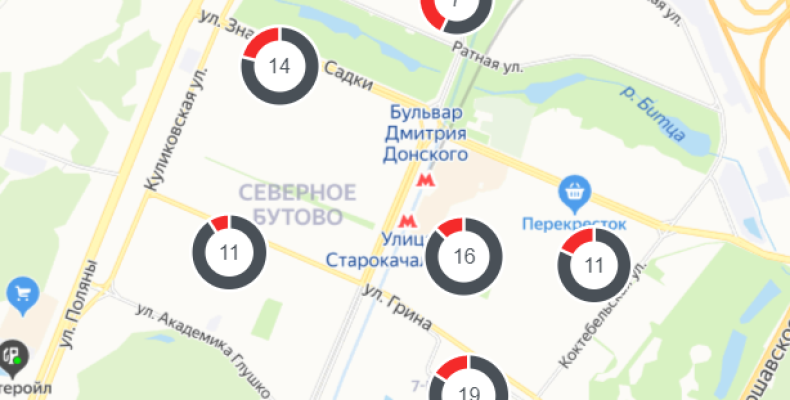 На 14 мая 2020 года в районе Северное Бутово 82 зараженных коронавирусом (covid-19)